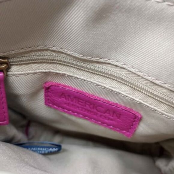 American Leather Crossbody Bag "Merlot" Fushia Color - Picture 6 of 10